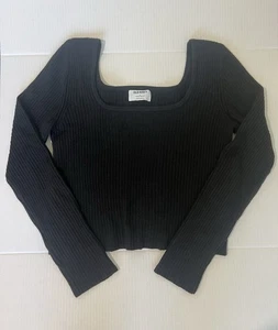 Old Navy Women’s Black Knit Long Sleeve Top Medium  - Picture 1 of 11
