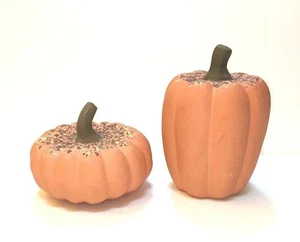 Juego de 2 calabazas de terracota para fiesta en el hogar y el jardín Halloween Acción de Gracias de colección - Imagen 1 de 7