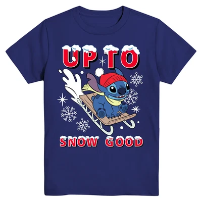 Disney ☆ Boys' Stitch Up to Snow Good Holiday T-Shirt ☆ Sizes  XS(4/5)-XXL(18) - Image 1 of 4