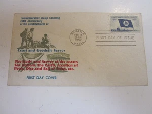 US COVER 1957 COAST & GEODETIC SURVEY FDC SCOTT 1088 RARE THERMOGRAPHED CACHET - Picture 1 of 3