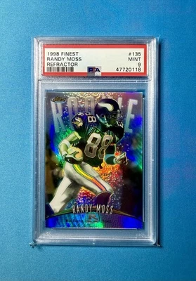 Topps Finest Randy Moss Rookie Refractor 1998 PSA 9 como nuevo Salón de la fama Vikings Patriots Foto 1 de 2