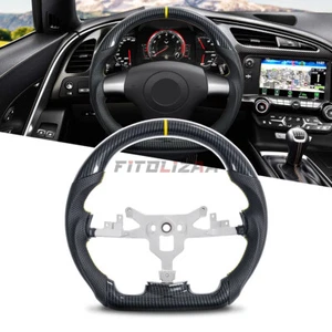 💛Hydro Dip Carbon Fiber Steering Wheel For Chevy Corvette C6 2006-2011 Yellow - Picture 1 of 9