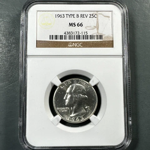 1963 25C Washington Quarter, NGC MS66, Type B Reverse, FS-901 (74729) Cover