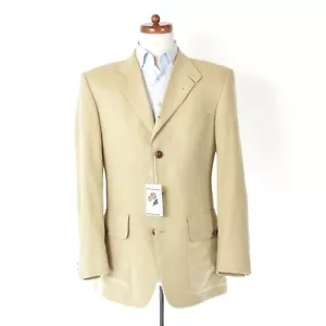 DAKS LONDON Sakko Jacket 50% Seide Silk Wolle Wool Shooting Gr 46 ca 53cm UK Bei - Imagen 1 de 12