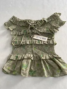 NEU MIT ETIKETT REBECCA TAYLOR OFF THE SCHULTER BLUMENTOP GRÖSSE XS SAGE COMBO UNVERBINDLICHE UVP $ 295 - Bild 1 von 4