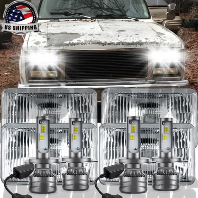 4 piezas faros LED haz alto/bajo para GMC R3500 1988-1991 4x6 100W 6000K Foto 1 de 4