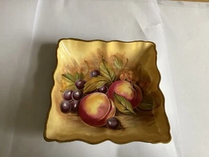 AYNSLEY ORCHARD FRUIT SQUARE TRINKET DISH SIGNED D JONES - Picture 1 of 3
