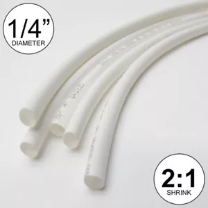Tubo termoretraibile calore 1/4"" ID bianco rapporto 2:1 0,25 involucro (6x9"= 4 piedi) pollici/piedi/a 6 mm - Foto 1 di 5
