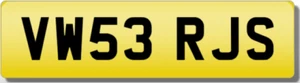 RJS VW VOLKSWAGEN VWS RS JS 53  Private CHERISHED Registration Number Plate - Picture 1 of 1