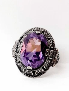 Vintage sowjetisches Silber 875 Ring Alexandrit seltener Damenschmuck 8 UdSSR - Bild 1 von 18