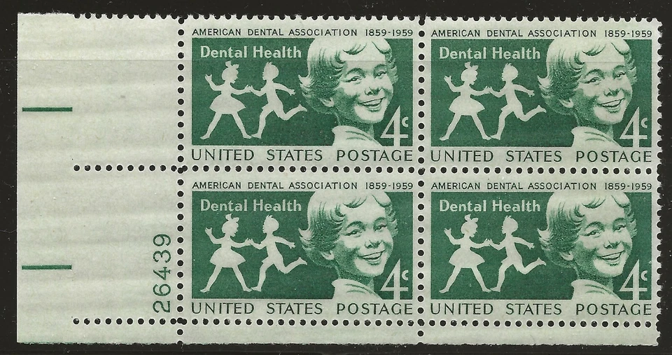 US Scott #1135, Plate Block #26439 1959 Dental Health 4c FVF MNH Lower Left - Image 1 of 1