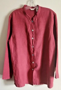 J-Jill Button Down Hemd 100% Leinen Medium hellrot - Bild 1 von 14