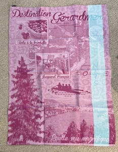 Le Jacquard Francais Pink & Aqua XL Tea Towel Damask New - Picture 1 of 6
