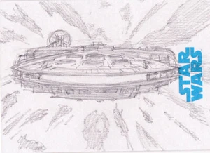 2015 Star Wars Viaje al Despertar de la Fuerza Tarjeta de Dibujo Rabitte Halcón Milenario - Imagen 1 de 1