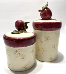 RARO! Barattoli floreali in ceramica Blue Sky Clayworks con coperchi mela 7" e 4,75" - Foto 1 di 10