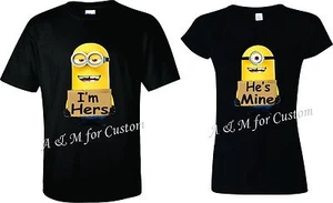 SOUL MATE Im Hers He's Mine Minions Pareja Divertida Linda Camiseta a Juego S-4XL - Imagen 1 de 5