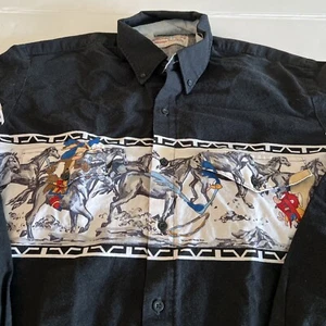 Looney Tunes Western Collection Button Up Shirt Men’s M Roadrunner Yosemite Sam - Picture 1 of 12