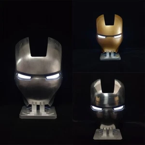 Avengers Iron Man Mark II Alloy Mask 1:1 Replica LED Helmet Faceplate With Base - Picture 1 of 19