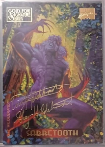 Tarjeta coleccionable Marvel Masterpieces Gold Foil Signature Series Sabretooth #102 1994 - Imagen 1 de 2