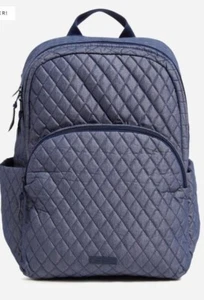 VERA BRADLEY Large ESSENTIAL Backpack Microfiber LAPTOP BAG Moonlight Navy NWT - Picture 1 of 5