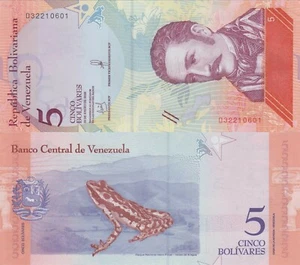 Venezuela 5 Bolívares Soberanos (15.1.2018) Prefix D- Frog/pNew UNC - Picture 1 of 3