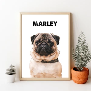 Custom Pet Portrait From Picture Personalized Art Print On Canvas Home Decor - Picture 1 of 1