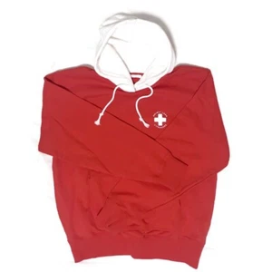 HELMUT LANG Lifeguard Hoodie Sweatshirt in Fiery Red & White Men's Sizes - $285 - Picture 1 of 8