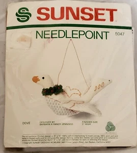 Vintage Sonnenuntergang Nadelspitze Weihnachten Taube Ornament 3" hoch Kranz Polka Dots  - Bild 1 von 5