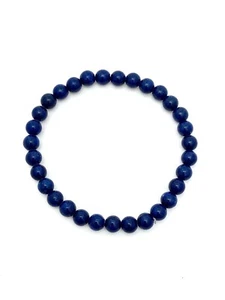 Natural Blue Lapis Lazuli 7.25" 6.2 mm Gemstone Bead Bracelet w/Stretch Cord - Picture 1 of 2