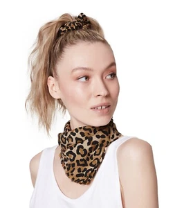 Steve Madden Women's Cotton Leopard-Print Bandana & Scrunchie Set Natural - Picture 1 of 3