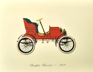 Franklin Runabout 1902 Lithograph Clarence P. Hornung Antique Automobile Vintage - Imagen 1 de 1