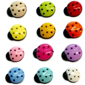 10 Marienkäfer-Knöpfe in Schwarz-Bunt 15mm - Bild 1 von 9