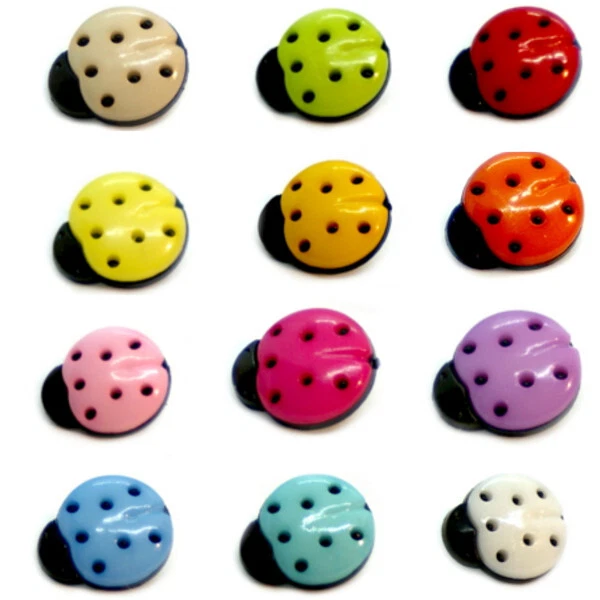 10 Marienkäfer-Knöpfe in Schwarz-Bunt 15mm - Bild 1 von 1