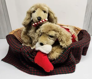 Santas Best Animated Motion Dogs Christmas Puppies Basket Bed Cocker Golden READ - Picture 1 of 11