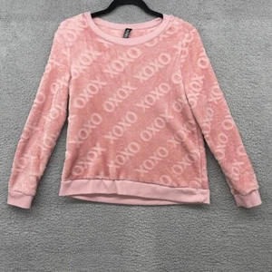 XOXO Womens Sweater Pink Fleece Pullover Long Sleeve Crew Neck Size M - Picture 1 of 10