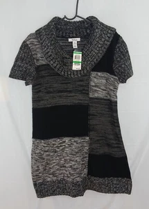 Style & Co. Womens Black Gray Combo patch work heater Sweater Dress Petite L - Picture 1 of 15