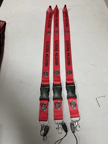 Houston Rockets Basketball NBA Lot Of 3 Lanyard Key Ring Keychain Safety Clip Cover