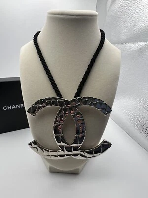 Chanel Oversized Crocodile Print CC Choker - Image 1 of 4