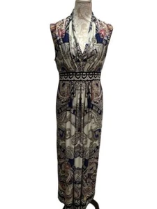 CHICOS Pleated Promising Paisley Jasmina Maxi Dress Sleeveless V Neck, Sz LG 12 - Picture 1 of 16