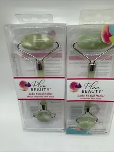 (2) Plum Beauty Jade Dual-Sided Facial Roller Reduce Wrinkle Puffiness Eye - Picture 1 of 5