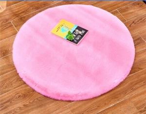 Soft Round Faux Rabbit Fur Rug Fluffy Wool Carpet Bedroom Living Bedroom Mat - Picture 1 of 18