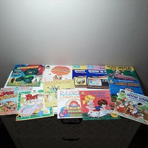 Lot 12 Vintage Book Record SEE HEAR READ Gremlin Disney Puff Puss Goose Sesame - Picture 1 of 8