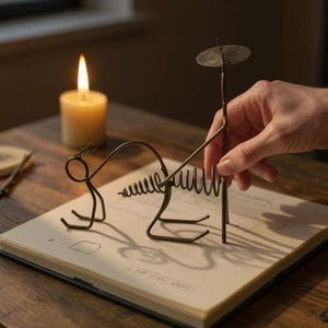 Super Rare Vintage Laurids Lonborg Whimsical and Sculptural Iron Candle Holder - Picture 1 of 11