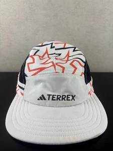 Adidas Terrex 5-Panel Graphic Cap White Running Trail Hat OSFM Strap Back EUC - Picture 1 of 9