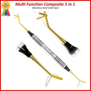 Multi Function 5in1 Dental Composite Filling Instrument Gold Coated Double End - Picture 1 of 3