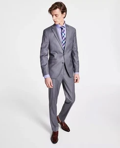 $395 NEW KENNETH COLE Mens 40L Light Gray Slim 2 Piece Suit W/ Dress Pants 33x33 - Picture 1 of 2