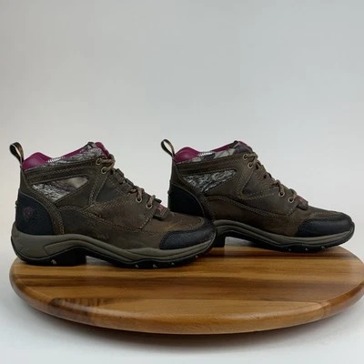 Womens Ariat Terrain Eco Brown Leather Camo Mid Hiking Trail Boots Shoes Size 7 - Image 1 of 4