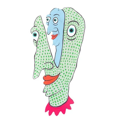 BURNLEY CUTOUT  ART OUTSIDER ORIGINAL SOLE MAX TIN FOLK  sign PAINTING  - Image 1 of 2