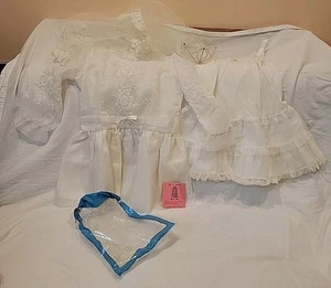 Vtg First Communion dress Slip Harbro veil 6x Lace Tulle Flower Full Circle Tier - Picture 1 of 15