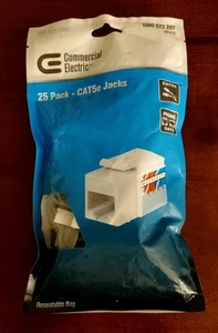 Jack eléctrico comercial categoría 5e - blanco (paquete de 25) - Imagen 1 de 2
